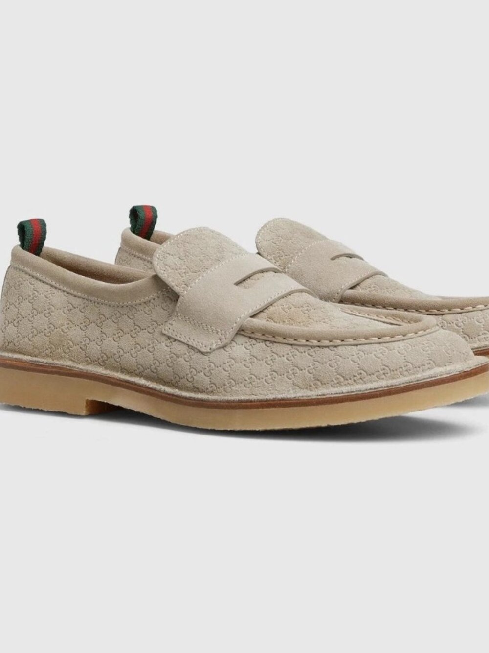 Gucci Web GG Suede Loafers Size UK 9.5